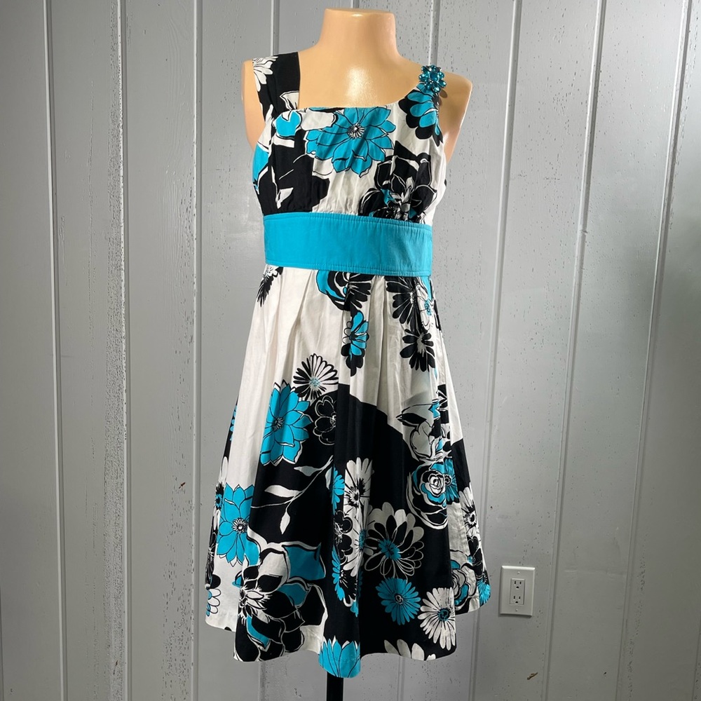 **My Michelle Girl's Floral Sleeveless Sundress with Brooch Sz 14
